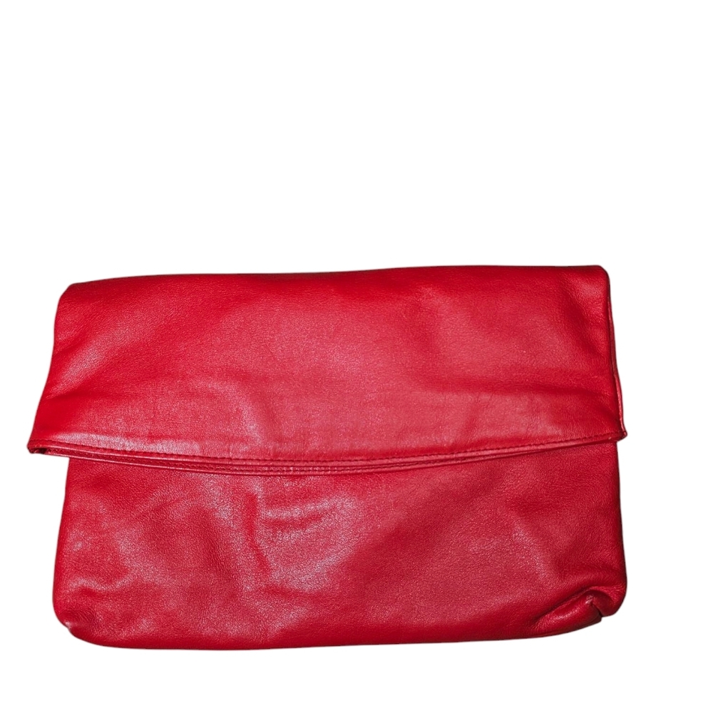 Vintage axiom red made in korea clutch  Genuine Leather 80s